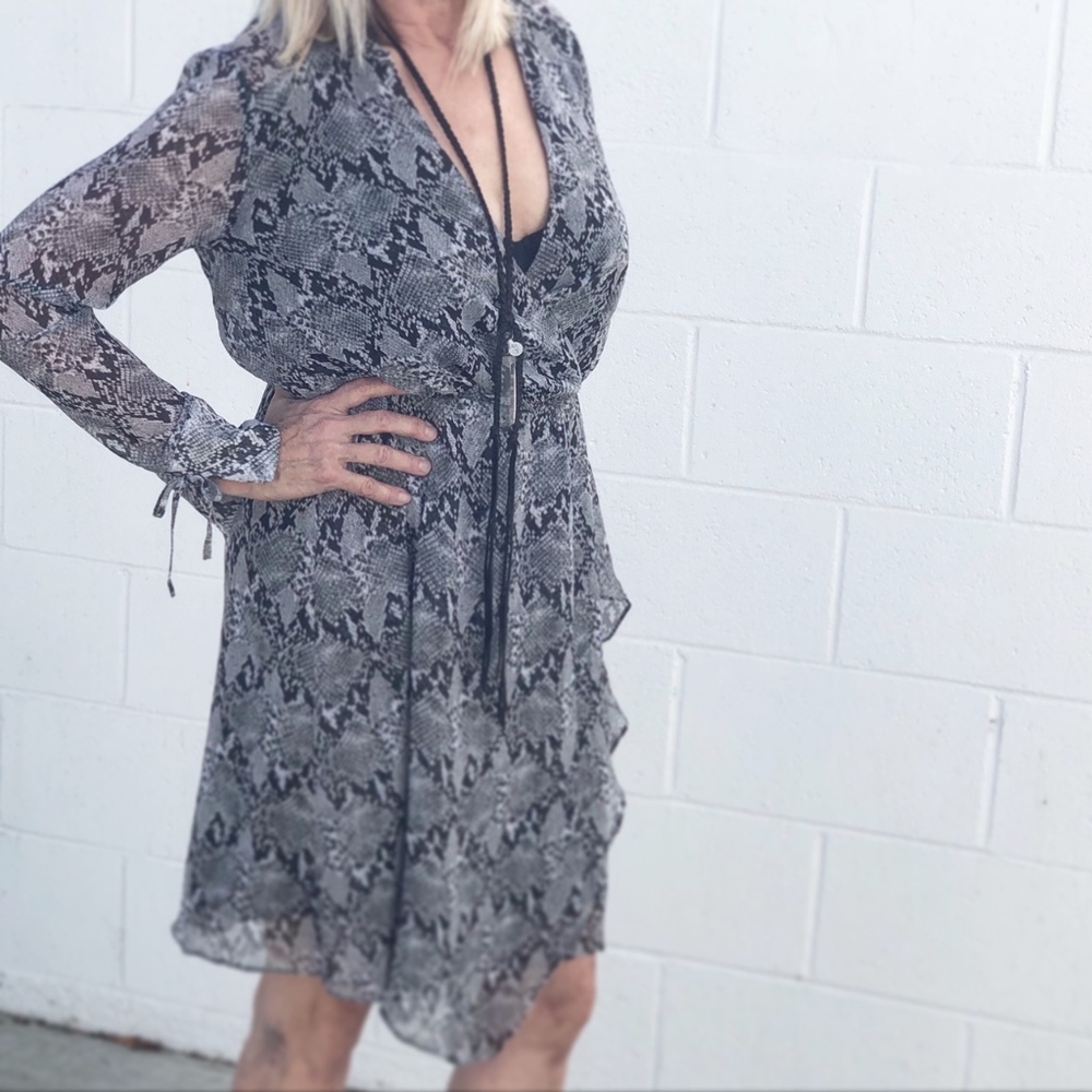 Snake Print Chiffon Dress